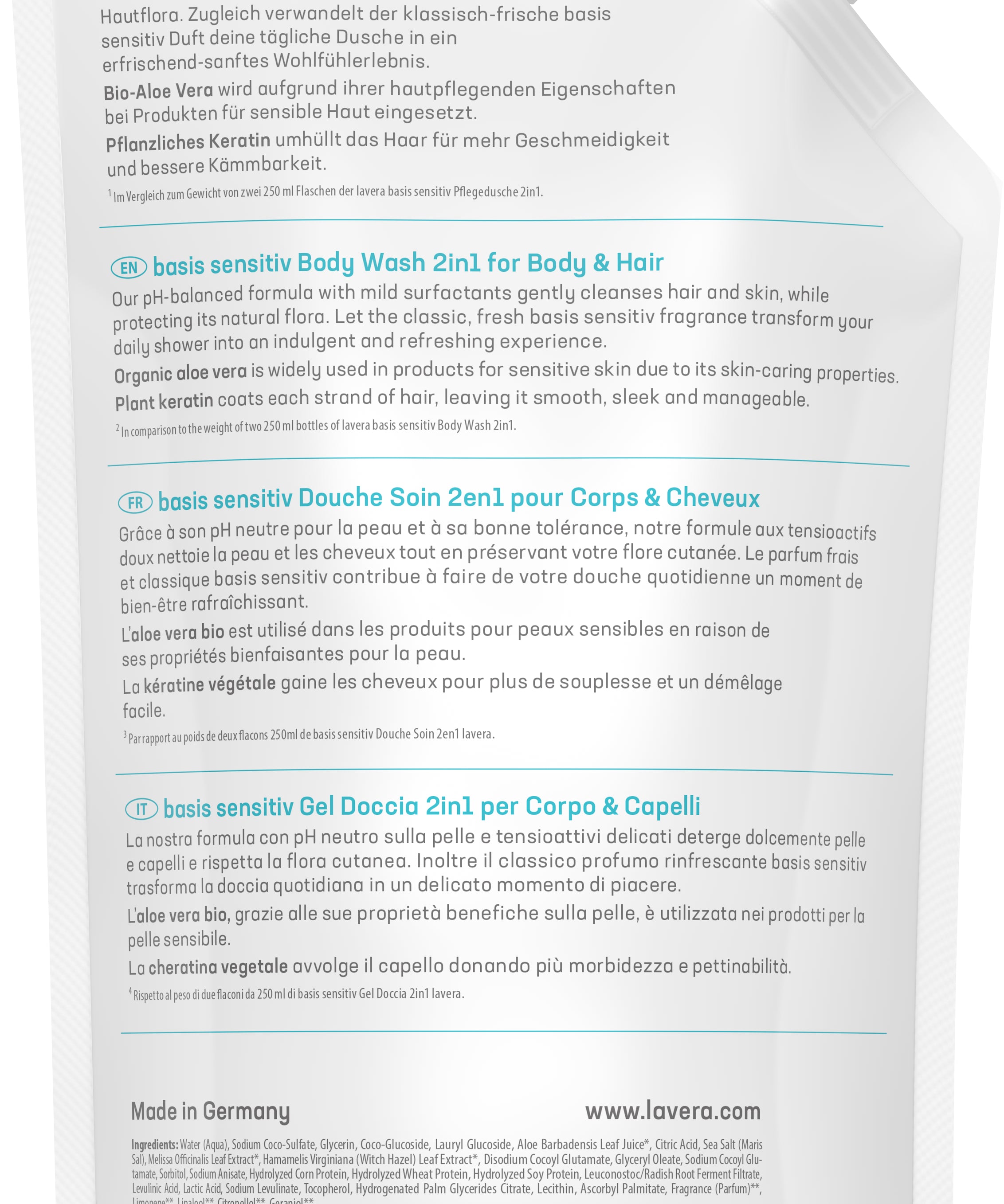 lavera Ricarica basis sensitive Gel Doccia 2in1