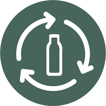 Icona riutilizzo su sfondo verde