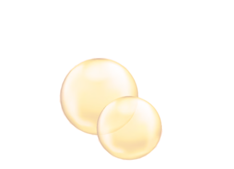 Due capsule dorate Q10 su sfondo bianco