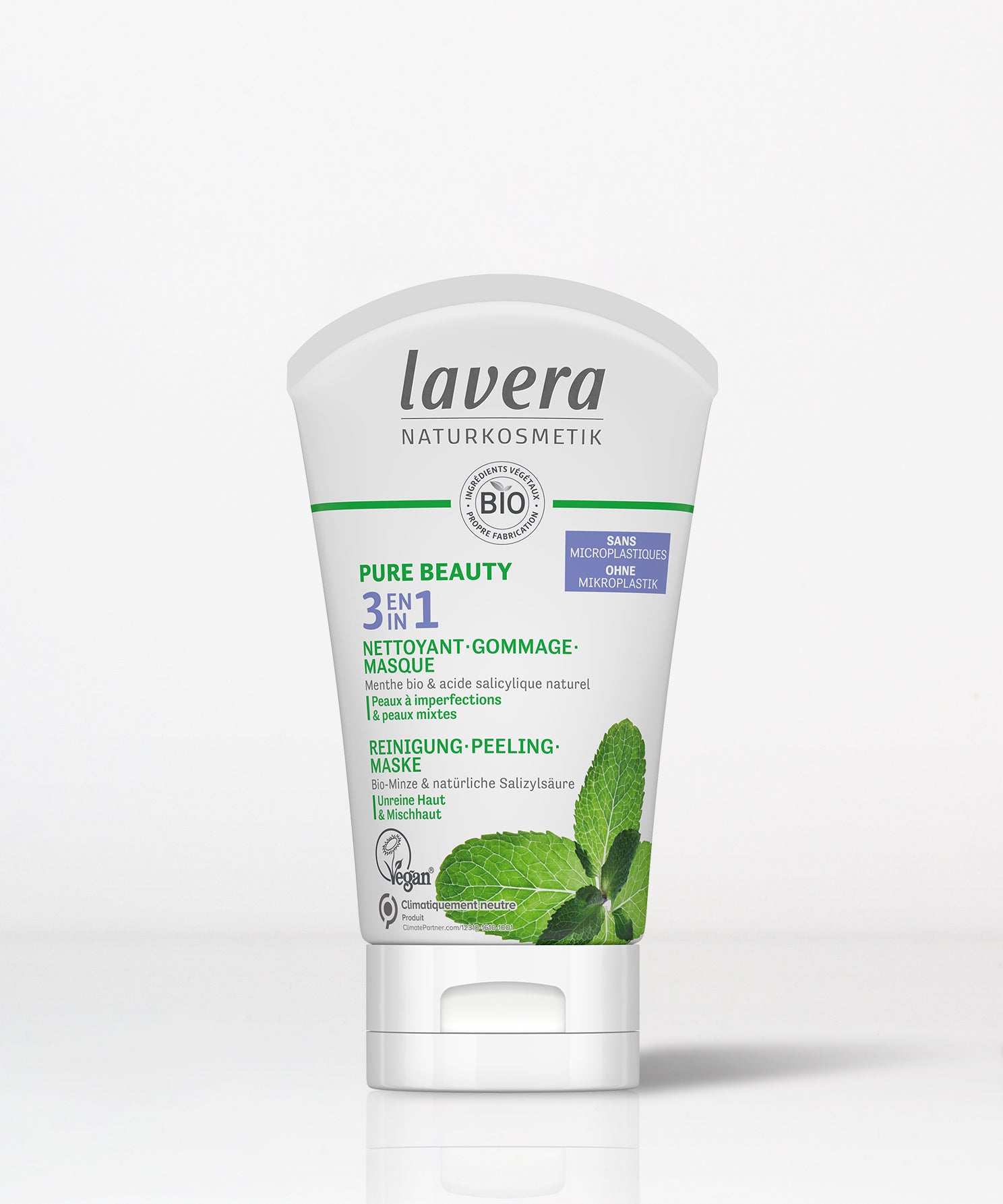 lavera PURE BEAUTY 3en1 Nettoyant Gommage Masque