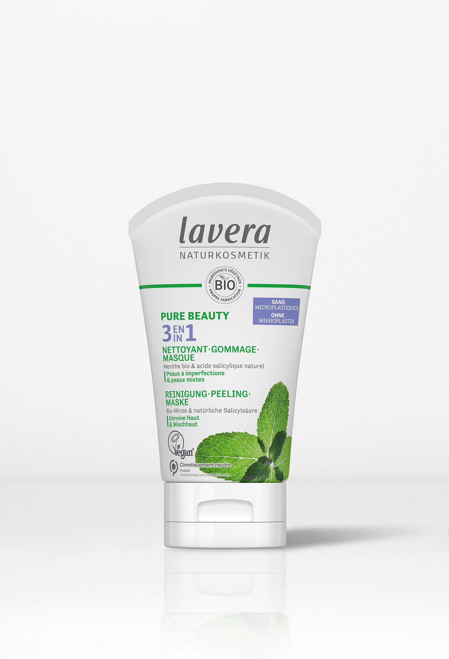 lavera PURE BEAUTY 3en1 Nettoyant Gommage Masque